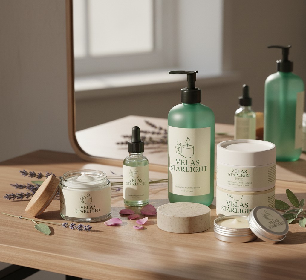 Productos de belleza en un spa